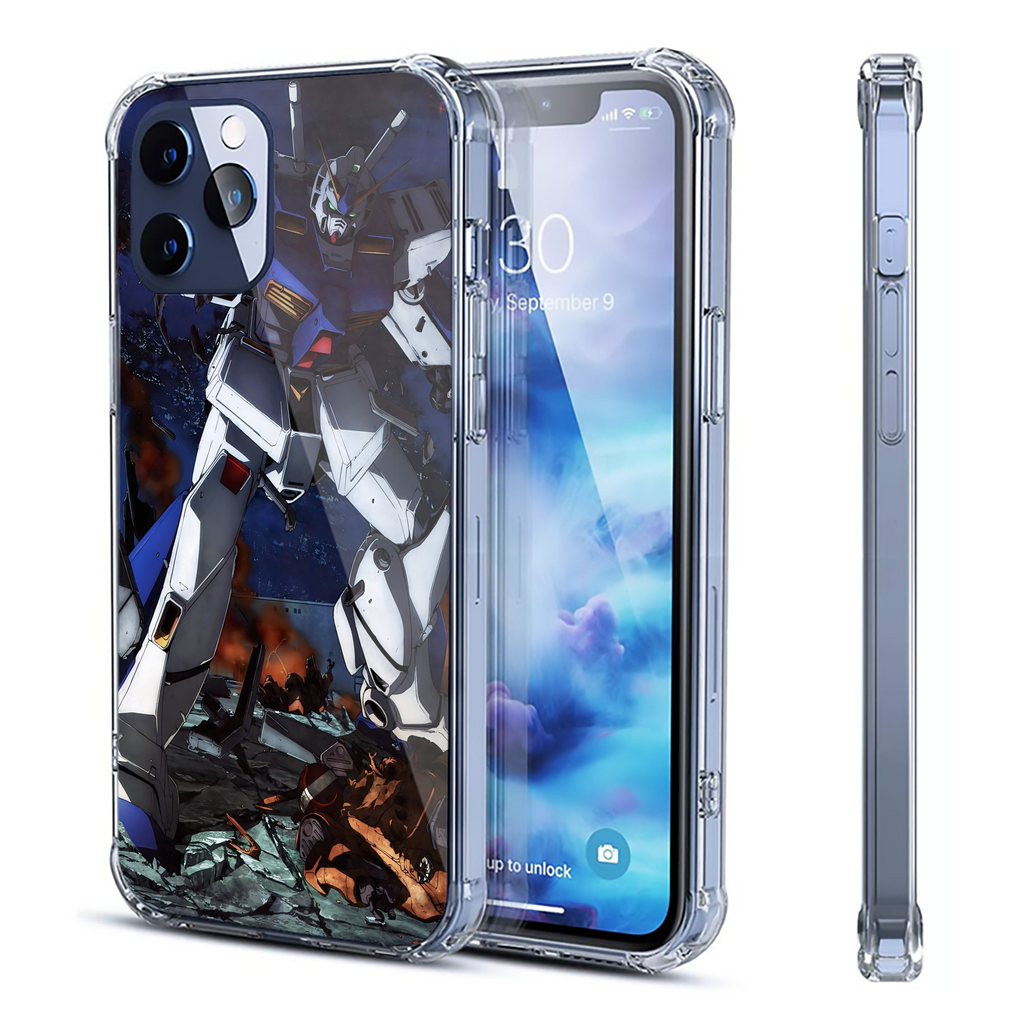 （画像用） 機動戦士ガンダム Mobile Suit Gundam 【iPhone 12シリーズ対応】透明スマホケース（クリアソフトケース）